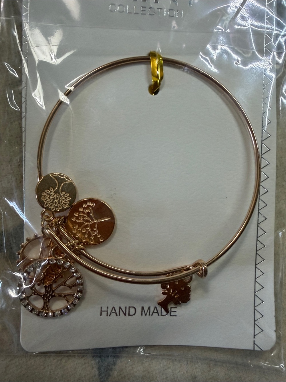 Hand Made Rose Gold Tree of Life Charm Bangle Bracelet
